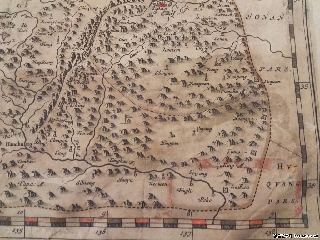 开价200美金的18世纪清代陕西省绘有长城图案的古地图
