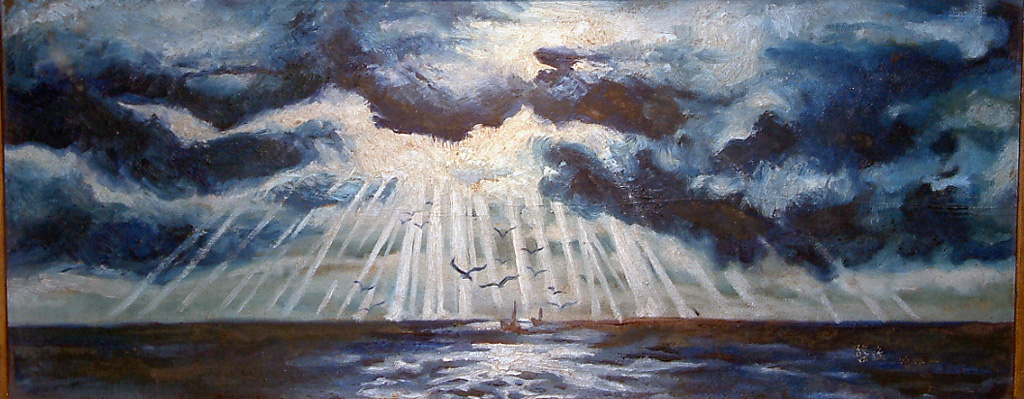 1965年作启瑶款油画——《暴风雨》