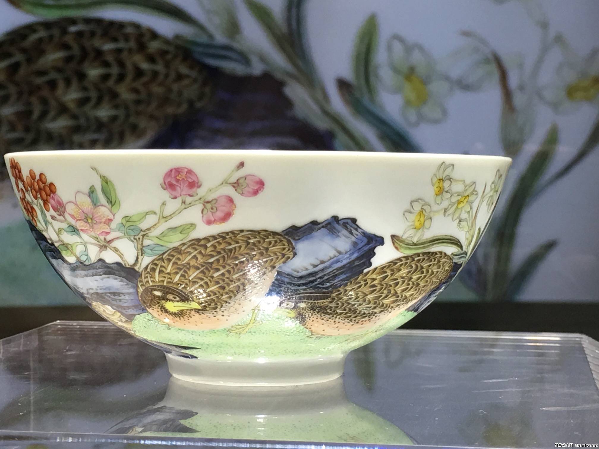 東京販売 6702N&B 中国骨董 人間国宝 [清代の手画琺瑯彩八角碗です 